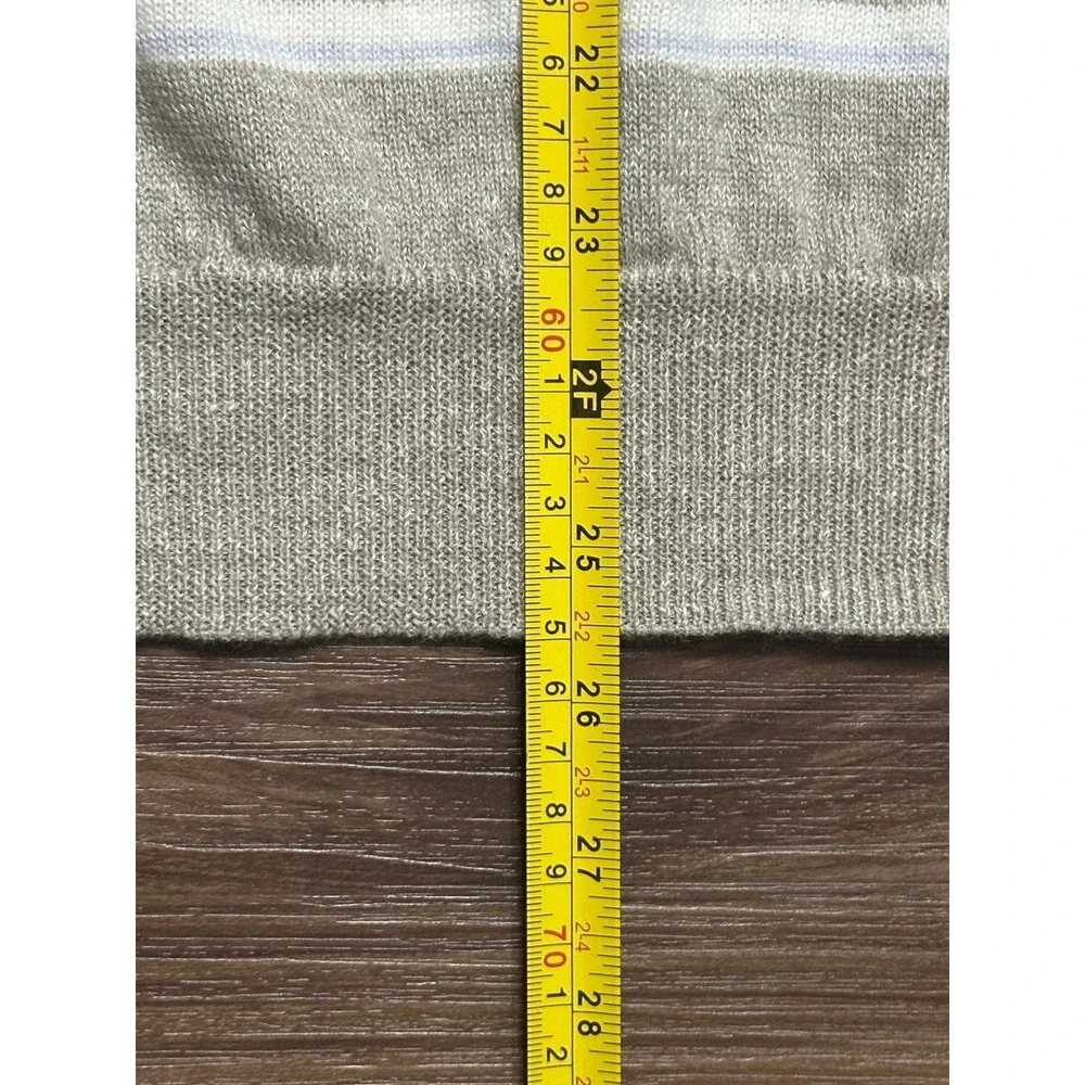 Peter Millar Seaside Long Bay Striped Merino Wool Linen 1/4 Zip Sweater Sz M - Picture 6 of 10